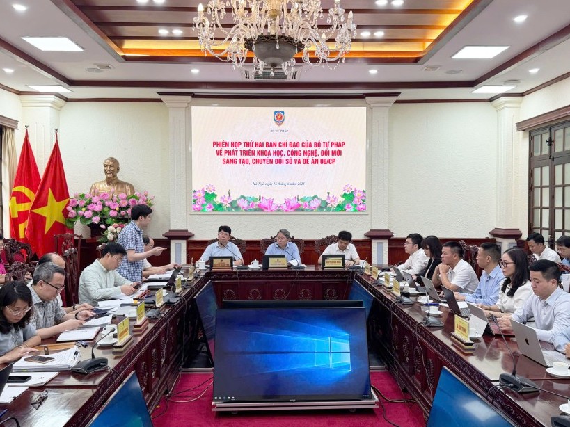 Phiên họp thứ hai Ban Chỉ đạo của Bộ Tư pháp về phát triển khoa học, công nghệ, đổi mới sáng tạo, chuyển đổi số và Đề án 06/CP