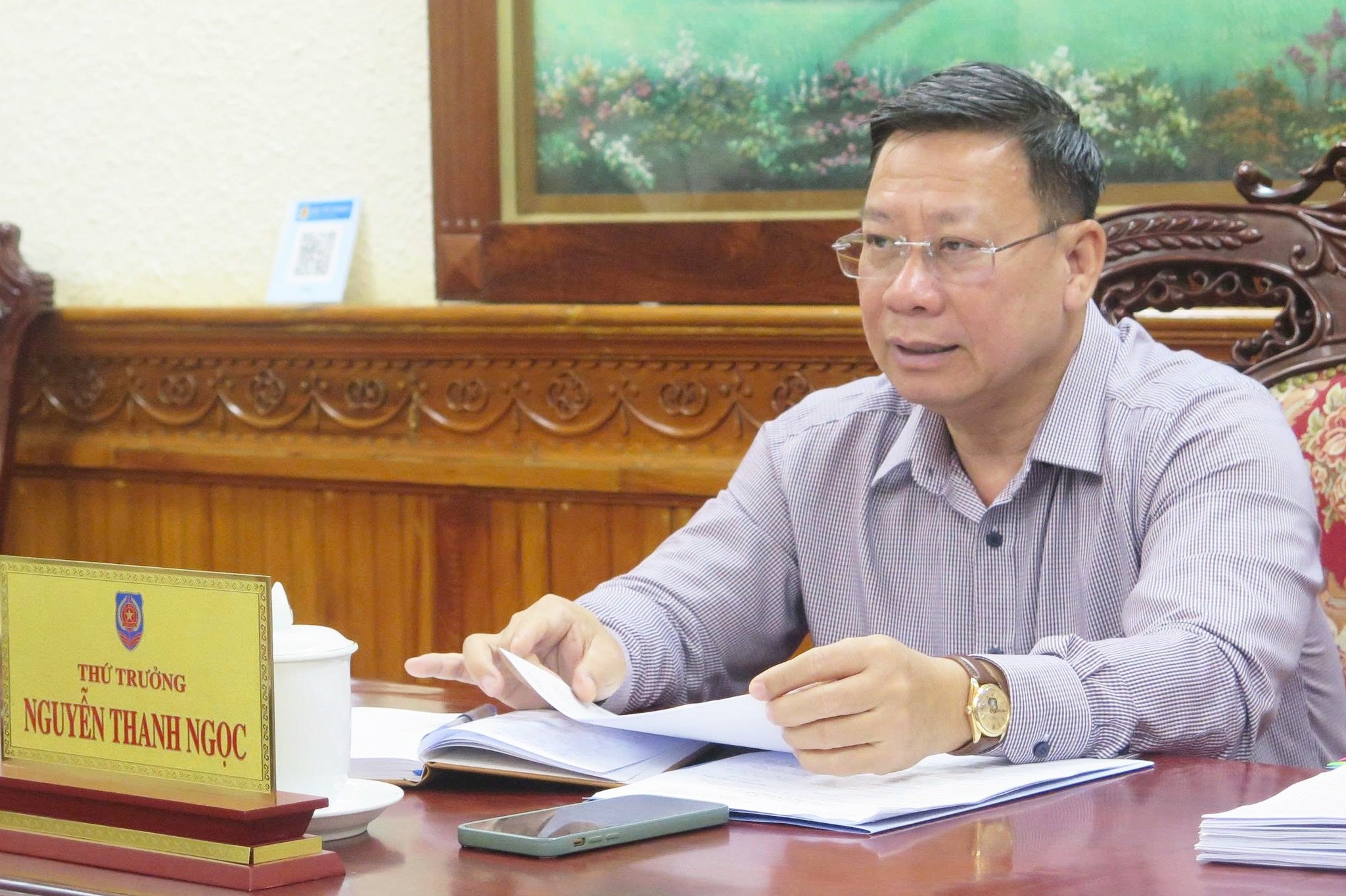 Thứ trưởng Bộ Tư pháp Nguyễn Thanh Ngọc làm việc với Tạp chí Dân chủ và Pháp luật về kết quả công tác 06 tháng đầu năm 2025