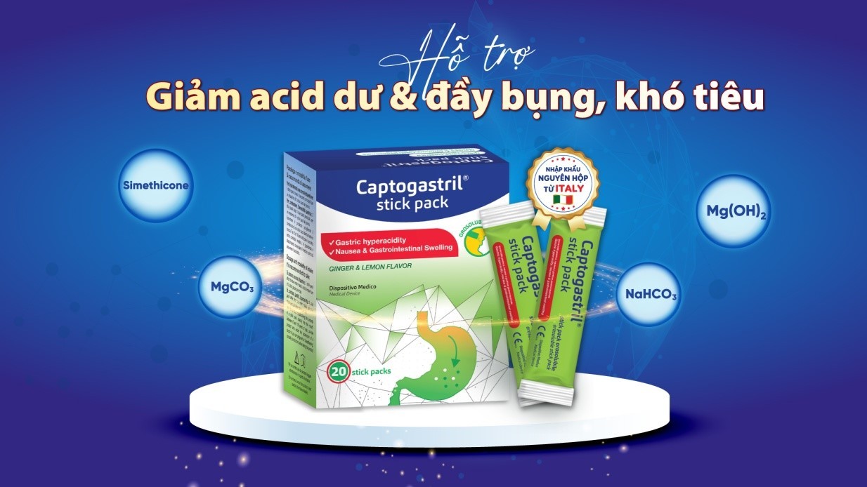 Captogastril - Đột phá công nghệ mới từ Châu Âu trong hỗ trợ giảm acid, đầy hơi, nóng rát dạ dày Captogastril - Đột phá công nghệ mới từ Châu Âu trong hỗ trợ giảm acid, đầy hơi, nóng rát dạ dày